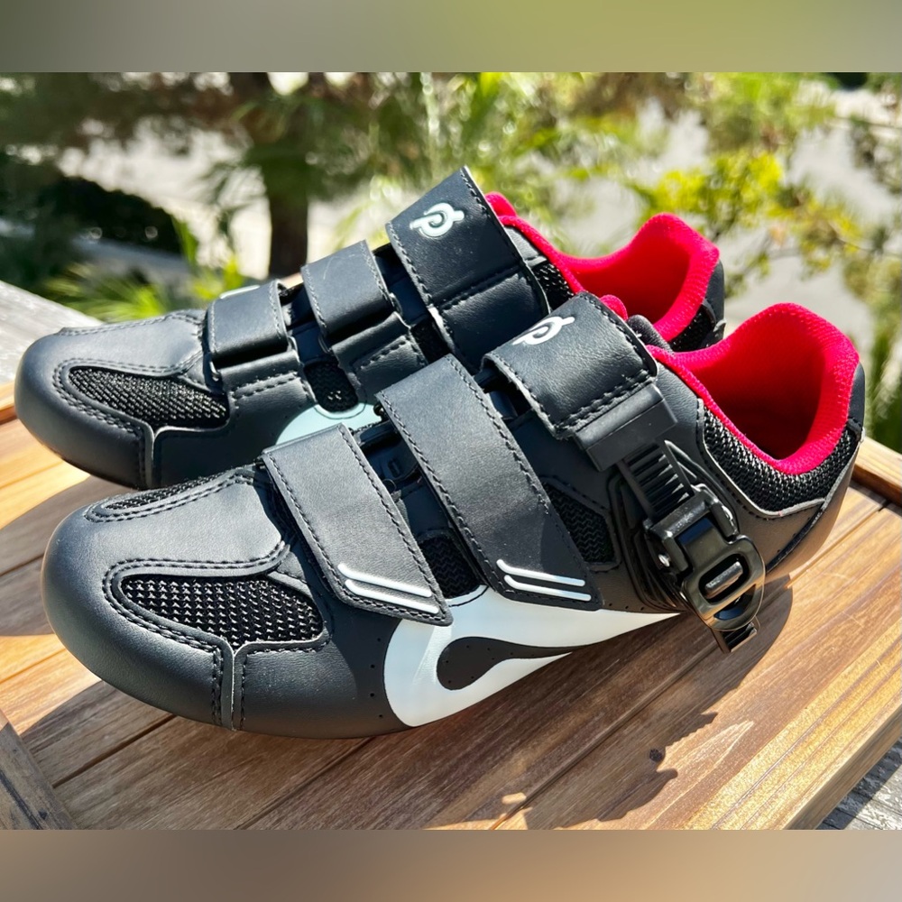 Peloton Cycling Bike Shoes With Cleats Black Red Womens Size 40 US 9 Mens 7